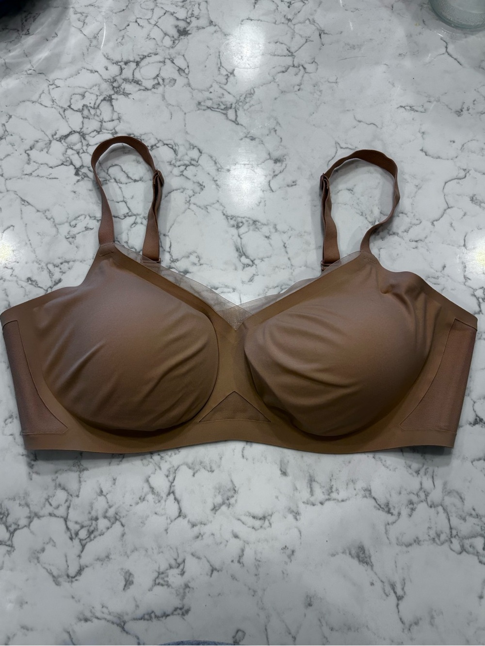 Honeylove Beige Mesh Crossover Bra Size XL 38D 38DD